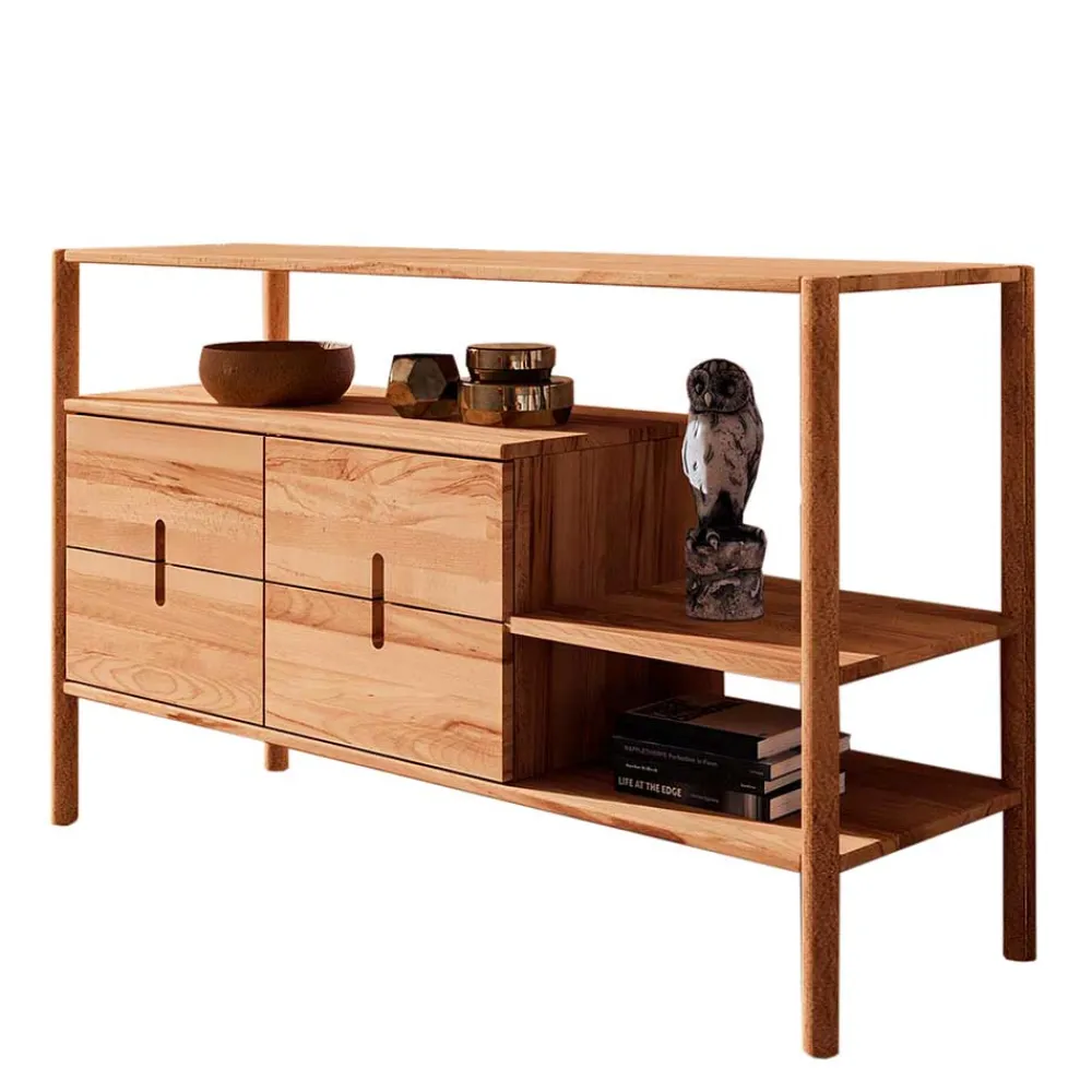 Wohnen Naturholzmöbel|Massivholzmöbel*Offenes Designregal mit zwei Fächern - Indrya