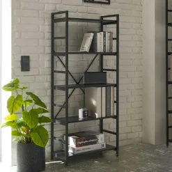 Wohnen Loft Möbel|Industrial Möbel*Offenes Industrial Style Regal in Schwarz - Keuna