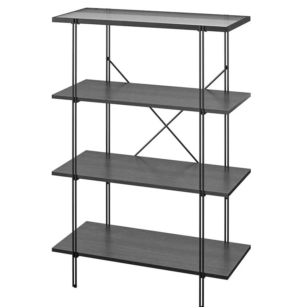 Wohnen Esszimmerregale|Regale*Offenes Regal mit Rillenstruktur Glas Boden - Pluggia