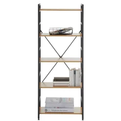 Wohnen Offenes Standregal in Wildeiche und Schwarz - Lacuva