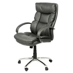 Wohnen Office Chefsessel in Dunkelgrau & Chrom - Lajara