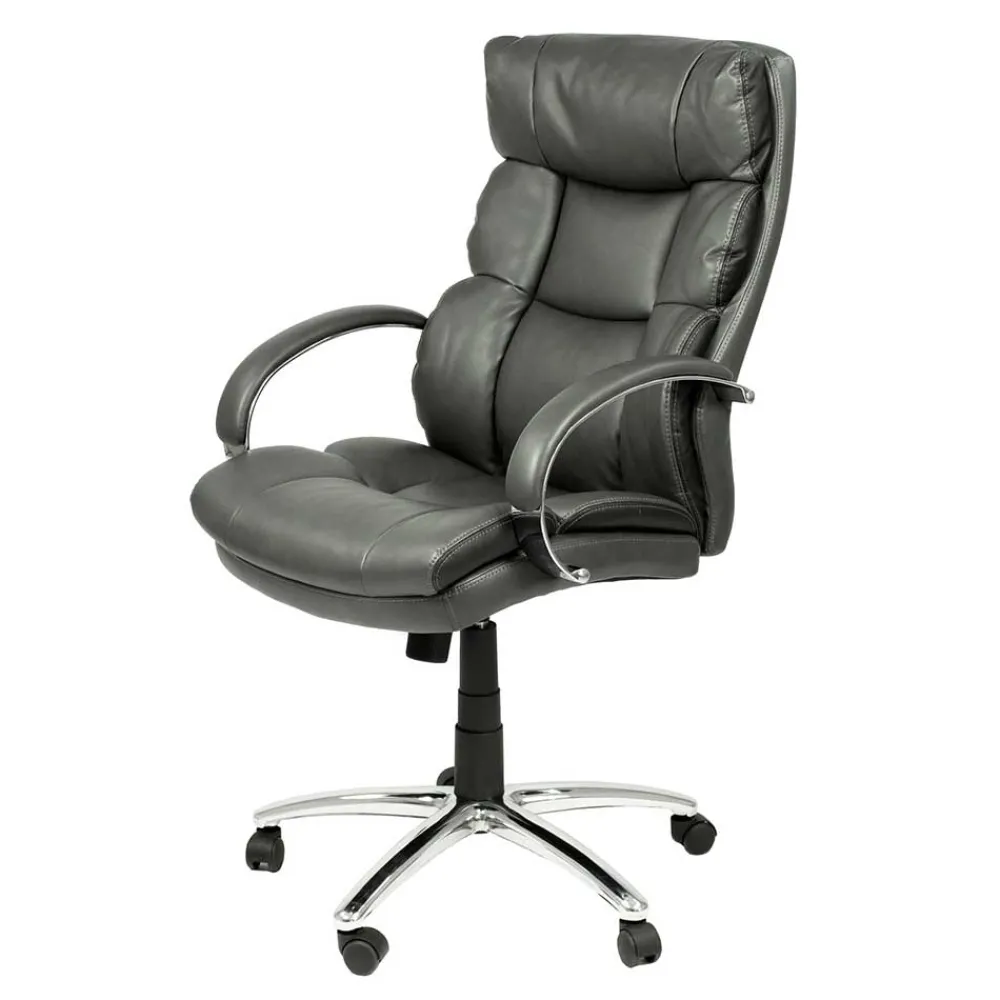 Wohnen Office Chefsessel in Dunkelgrau & Chrom - Lajara