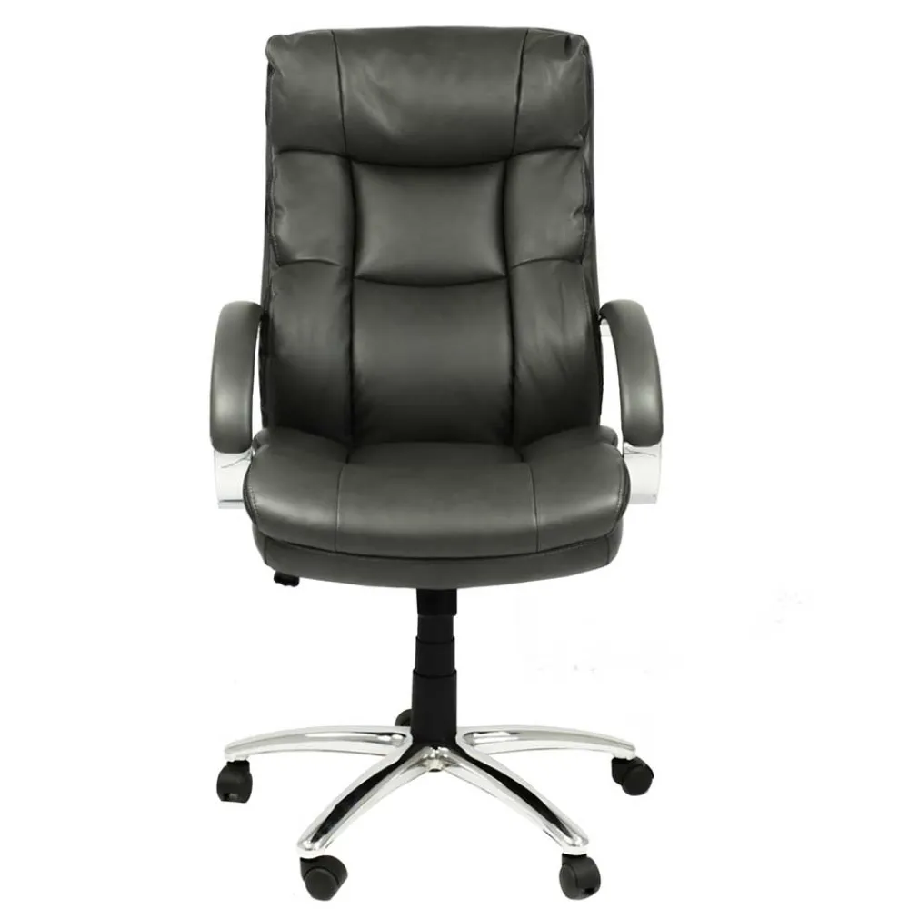 Wohnen Office Chefsessel in Dunkelgrau & Chrom - Lajara