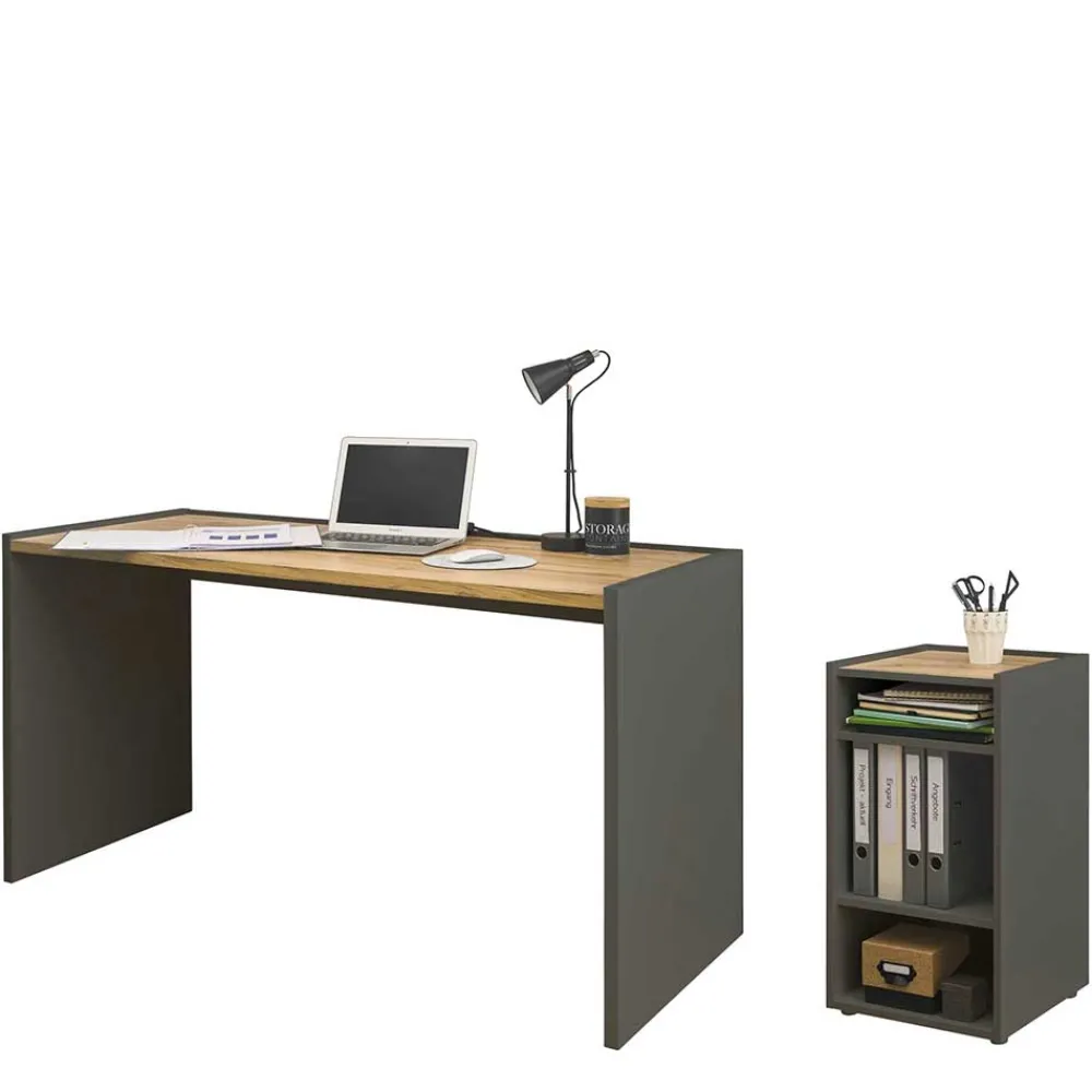 Wohnen Office Schreibtisch & Regal - Ahilav (zweiteilig)