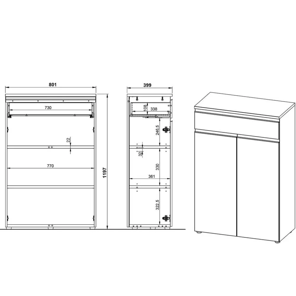 Wohnen Büroschränke*Office Vertiko in Dunkelgrau - Espnoz