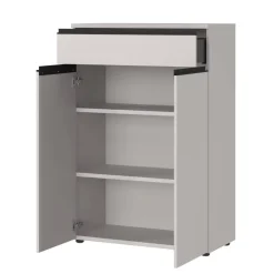 Wohnen Büroschränke*Office Vertiko in Hellgrau mit Schwarz - Great