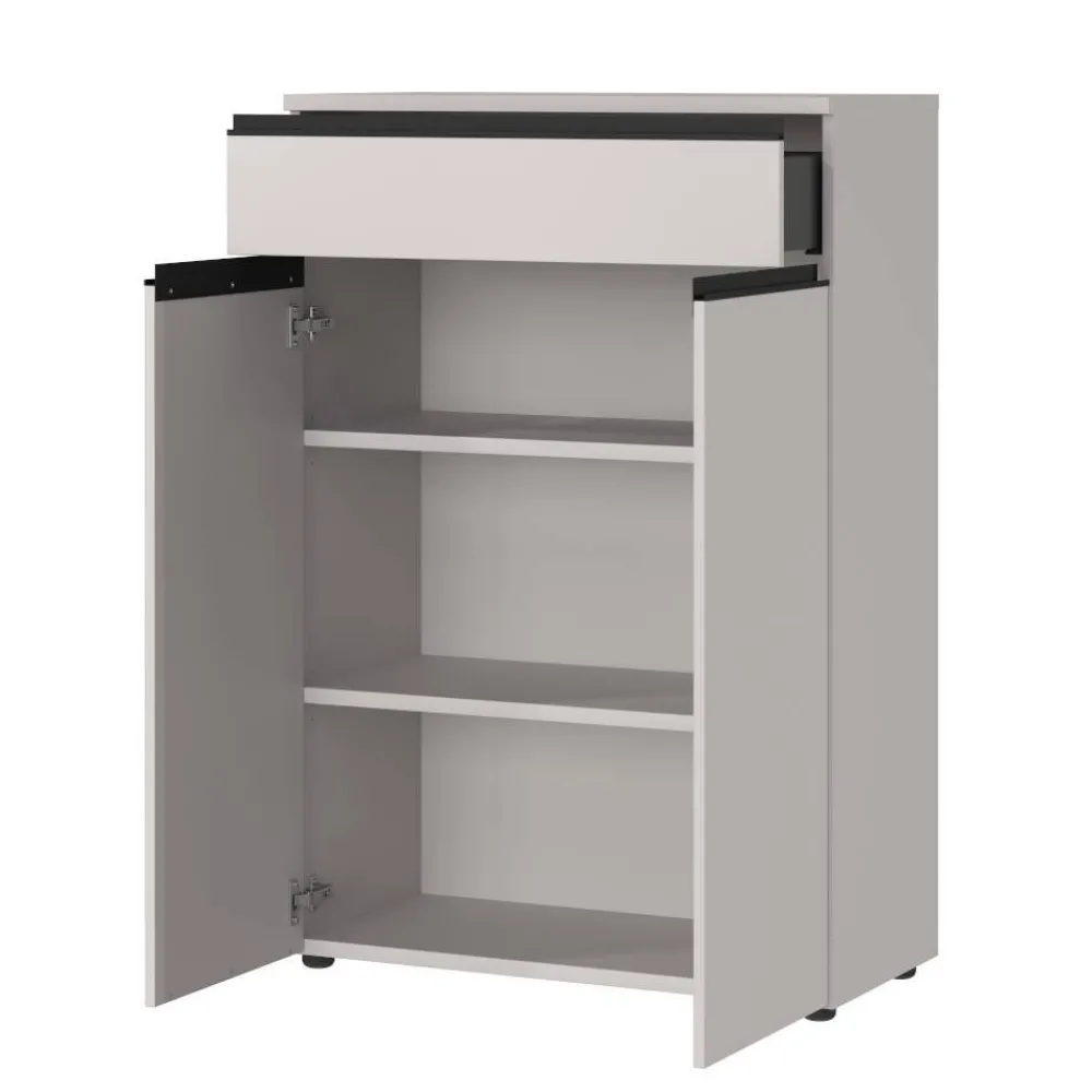 Wohnen Büroschränke*Office Vertiko in Hellgrau mit Schwarz - Great