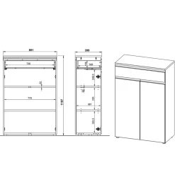 Wohnen Büroschränke*Office Vertiko in Hellgrau mit Schwarz - Great