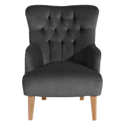 Wohnen Sessel & Hocker|Sessel*Ohrenbackensessel in Anthrazit Samtvelours - Camcupa