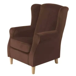 Wohnen Braune Möbel|Sessel & Hocker*Ohrenbackensessel in Braun und Buche Natur - Revelinda