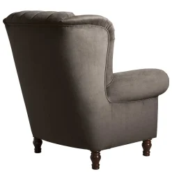 Wohnen Chesterfield Möbel*Ohrenbackensessel in Braun Samtvelours - Farella