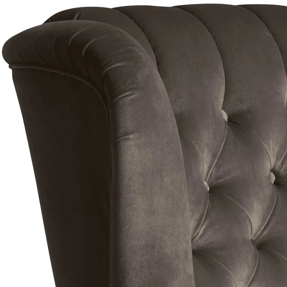 Wohnen Chesterfield Möbel*Ohrenbackensessel in Braun Samtvelours - Farella