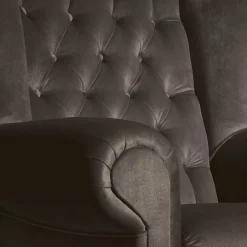 Wohnen Chesterfield Möbel*Ohrenbackensessel in Braun Samtvelours - Farella