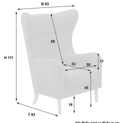 Wohnen Ohrenbackensessel in Schwarz Stoffbezug - Grazy