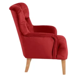 Wohnen Vintage Möbel*Ohrenbackensessel in Ziegelrot und Buche Natur - Tobblino