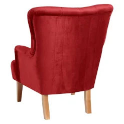 Wohnen Vintage Möbel*Ohrenbackensessel in Ziegelrot und Buche Natur - Tobblino