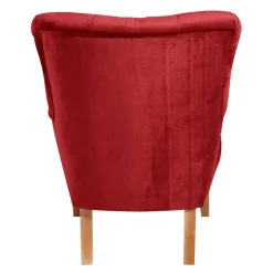 Wohnen Vintage Möbel*Ohrenbackensessel in Ziegelrot und Buche Natur - Tobblino