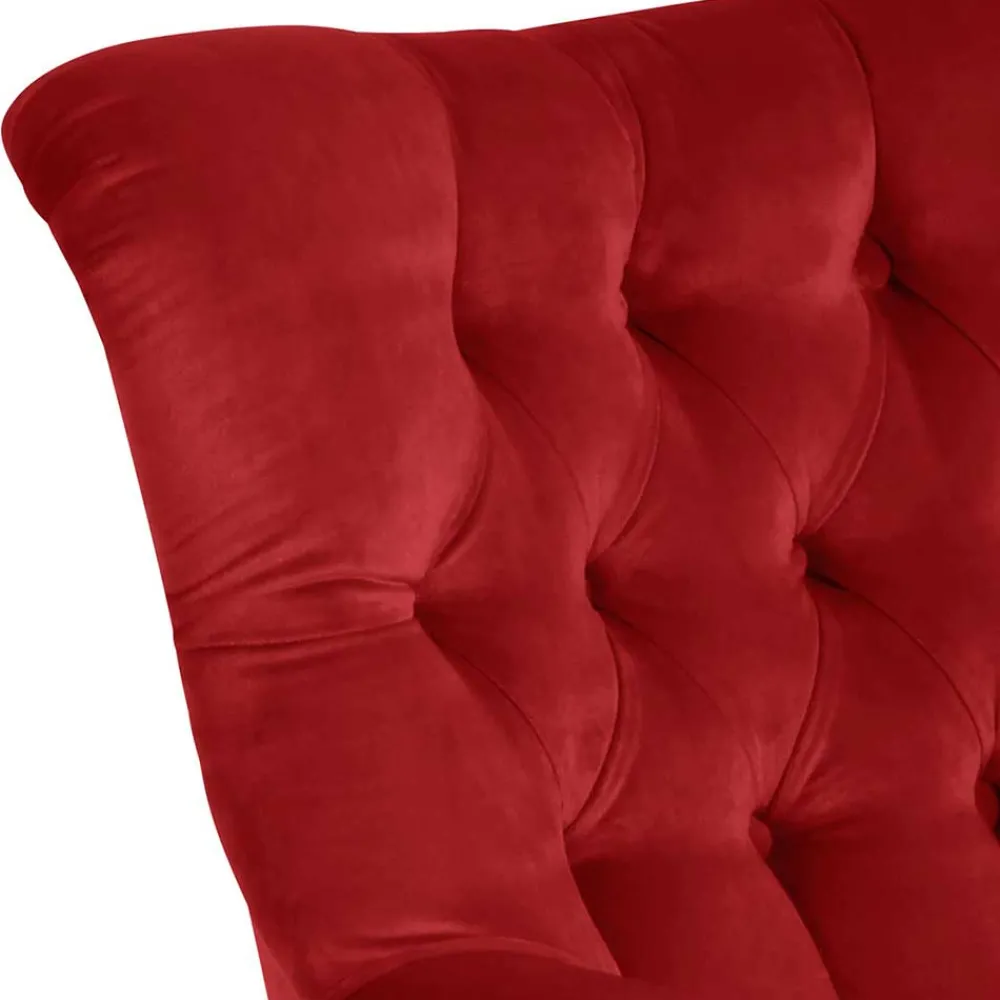 Wohnen Vintage Möbel*Ohrenbackensessel in Ziegelrot und Buche Natur - Tobblino