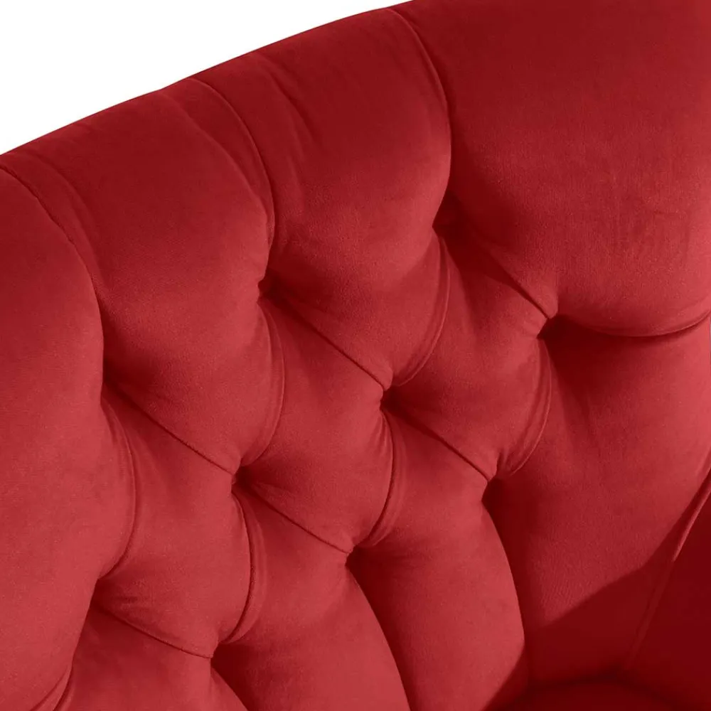 Wohnen Vintage Möbel*Ohrenbackensessel in Ziegelrot und Buche Natur - Tobblino