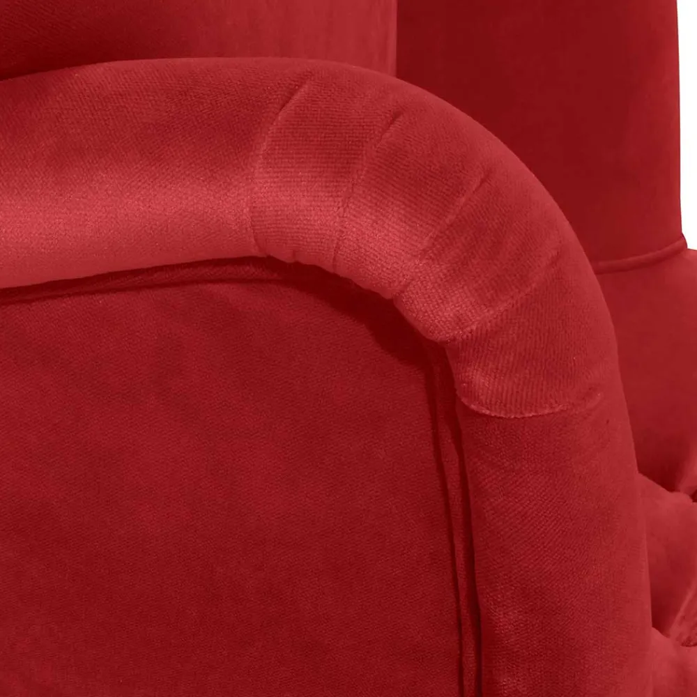 Wohnen Vintage Möbel*Ohrenbackensessel in Ziegelrot und Buche Natur - Tobblino