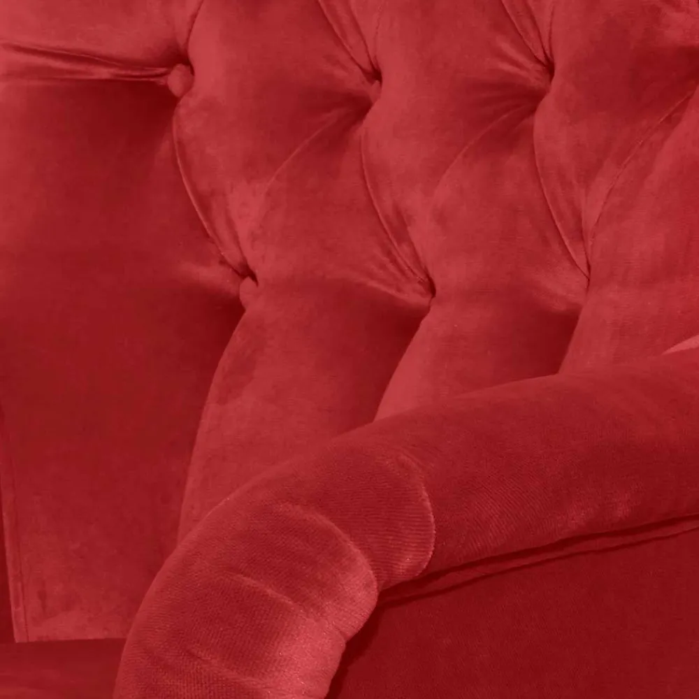 Wohnen Vintage Möbel*Ohrenbackensessel in Ziegelrot und Buche Natur - Tobblino