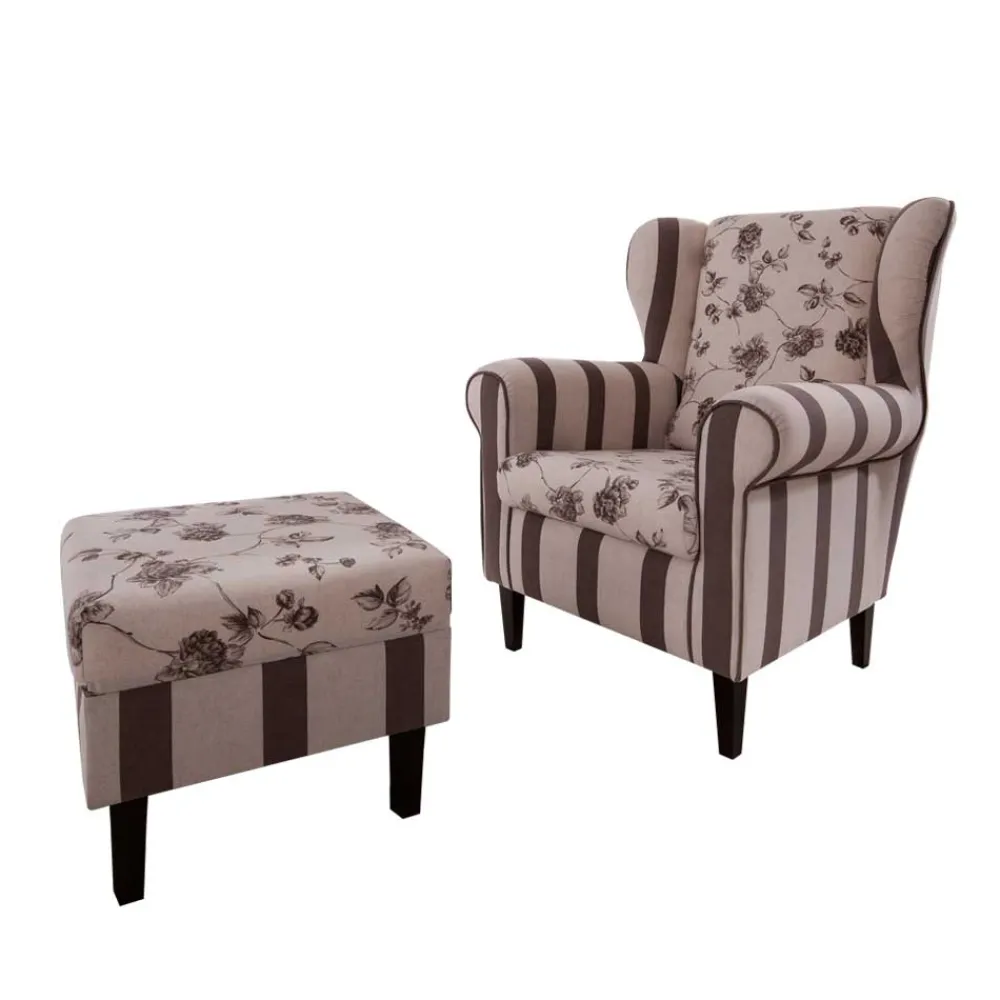 Wohnen Braune Möbel|Sessel & Hocker*Ohrenbackensessel Prisma in Braun Beige