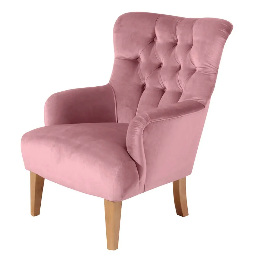 Wohnen Vintage Möbel*Ohrensessel aus Samtvelours Rosa - Camilla