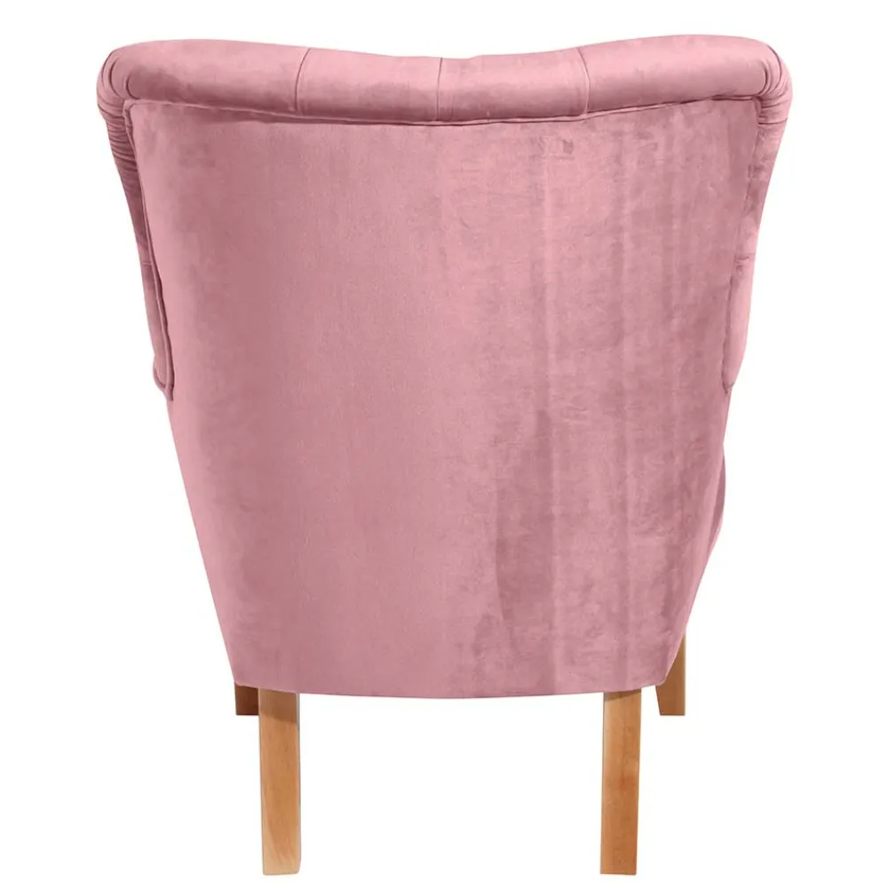 Wohnen Vintage Möbel*Ohrensessel aus Samtvelours Rosa - Camilla