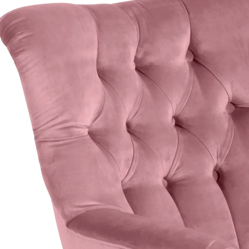 Wohnen Vintage Möbel*Ohrensessel aus Samtvelours Rosa - Camilla