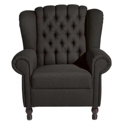 Wohnen Sessel|Chesterfield Möbel*Ohrensessel in Dunkelbraun Stoffbezug - Oase