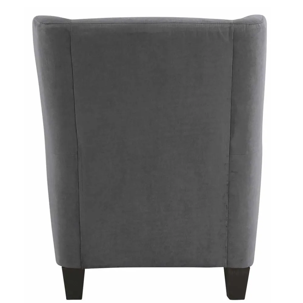 Wohnen Vintage Möbel*Ohrensessel mit Hocker in Grau - Odilla (zweiteilig)