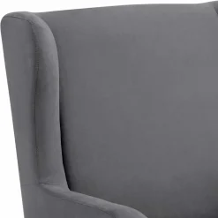 Wohnen Vintage Möbel*Ohrensessel mit Hocker in Grau - Odilla (zweiteilig)