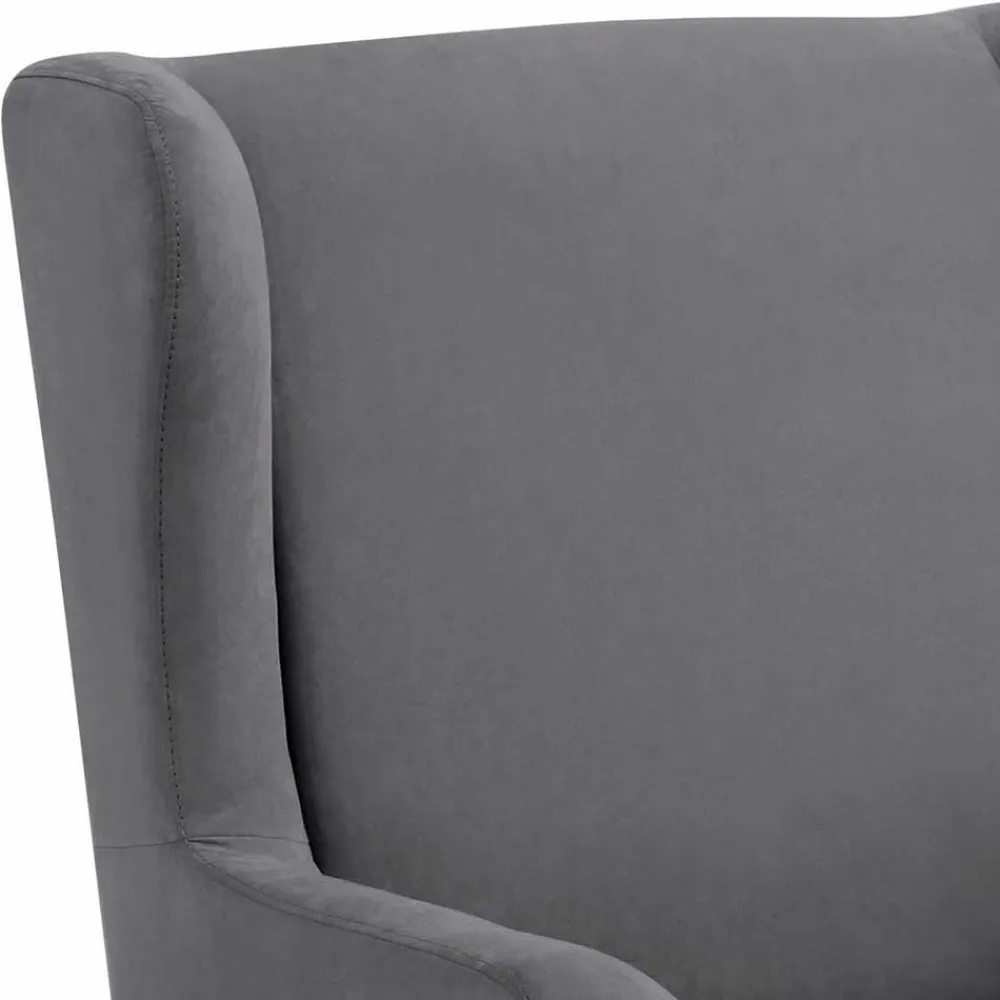 Wohnen Vintage Möbel*Ohrensessel mit Hocker in Grau - Odilla (zweiteilig)