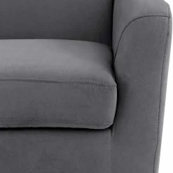 Wohnen Vintage Möbel*Ohrensessel mit Hocker in Grau - Odilla (zweiteilig)