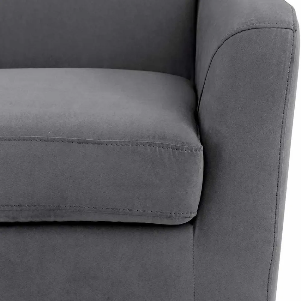 Wohnen Vintage Möbel*Ohrensessel mit Hocker in Grau - Odilla (zweiteilig)