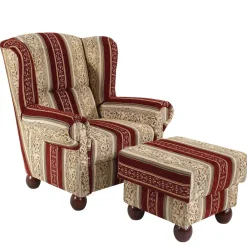 Wohnen Braune Möbel|Sessel & Hocker*Ohrensessel mit Streifen und Ornamenten - Basento