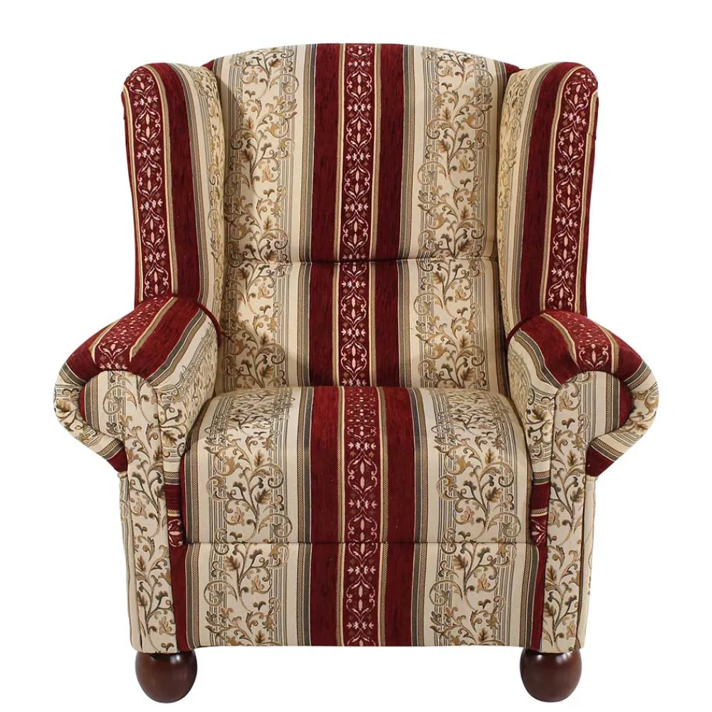 Wohnen Braune Möbel|Sessel & Hocker*Ohrensessel mit Streifen und Ornamenten - Basento