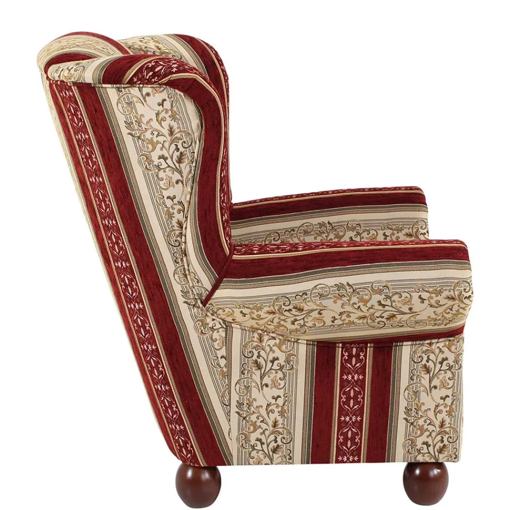 Wohnen Braune Möbel|Sessel & Hocker*Ohrensessel mit Streifen und Ornamenten - Basento