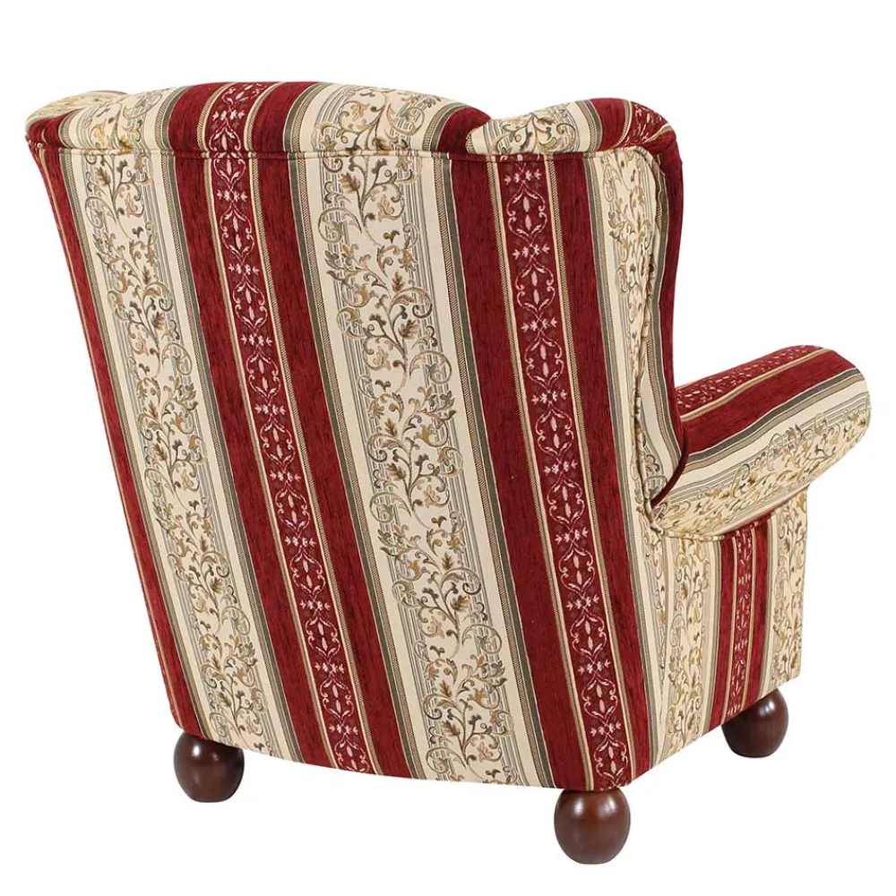 Wohnen Braune Möbel|Sessel & Hocker*Ohrensessel mit Streifen und Ornamenten - Basento
