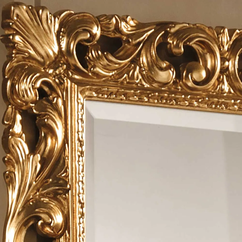 Wohnen Oppulenter Wandspiegel in Gold Holzrahmen - Carlenna I