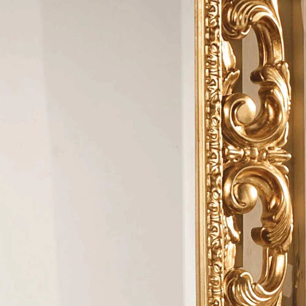 Wohnen Oppulenter Wandspiegel in Gold Holzrahmen - Carlenna I