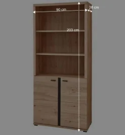 Wohnen Ordnerregal mit drei Fächern und zwei Türen - Emly