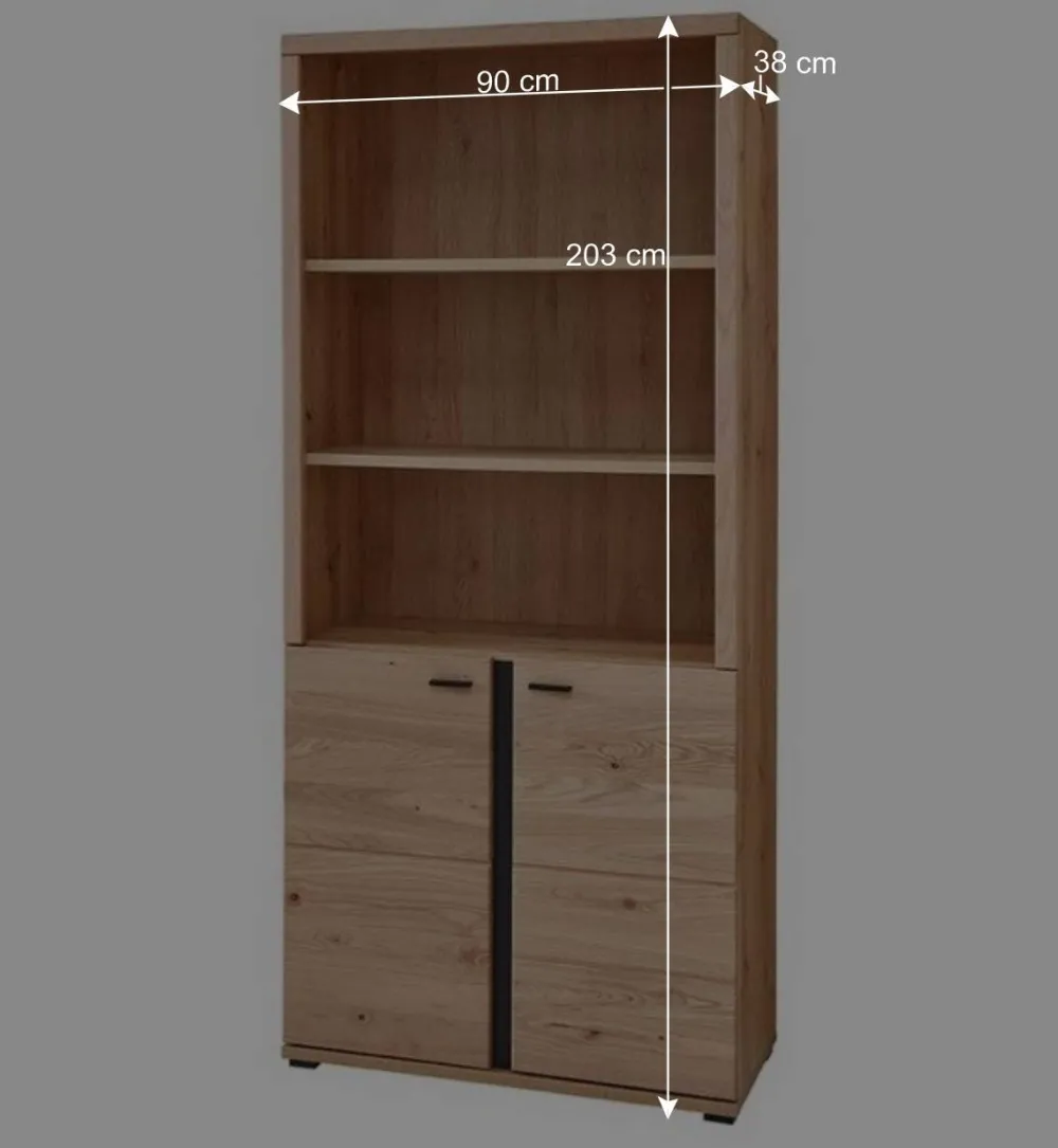 Wohnen Ordnerregal mit drei Fächern und zwei Türen - Emly