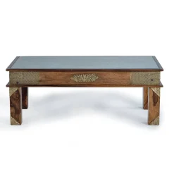 Wohnen Orientalische Möbel*Orient Design Couchtisch aus Massivholz mit Glas - Danascov