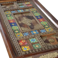 Wohnen Orientalische Möbel*Orient Design Couchtisch aus Massivholz mit Glas - Danascov