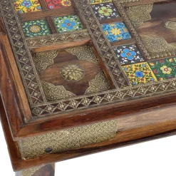 Wohnen Orientalische Möbel*Orient Design Couchtisch aus Massivholz mit Glas - Danascov
