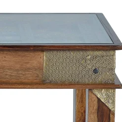 Wohnen Orientalische Möbel*Orient Design Couchtisch aus Massivholz mit Glas - Danascov