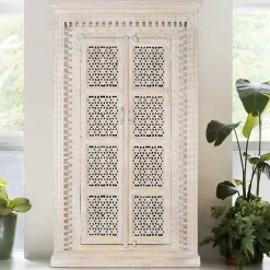 Wohnen Orient Design Schrank in Mangoholz White Wash - Capo