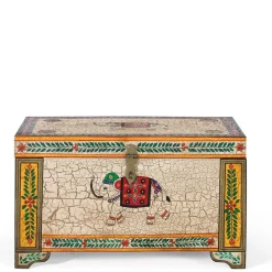 Wohnen Orientalische Möbel|Holztruhen*Orient Design Truhe in Bunt mit Elefanten Motiv - Branle