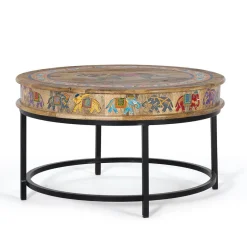 Wohnen Designermöbel*Orient Style Couchtisch mit Elefanten farbenfroh bemalt - Tabacho